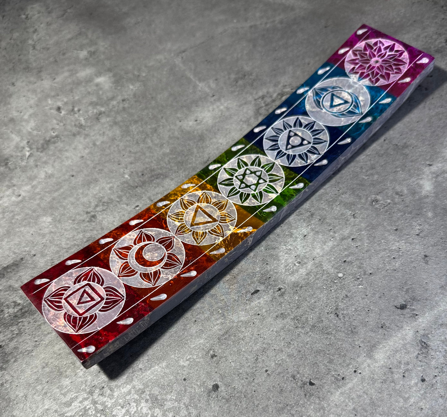 SOAPSTONE CURVED CHAKRA INCENSE HOLDER