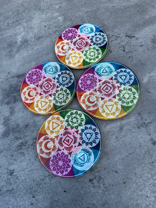 ROUND SOAPSTONE INCENSE HOLDER CHAKRA