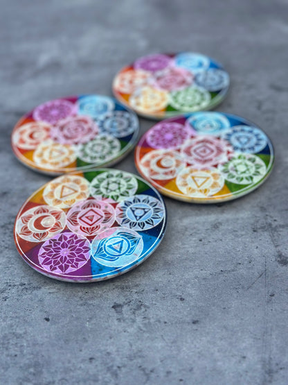 ROUND SOAPSTONE INCENSE HOLDER CHAKRA