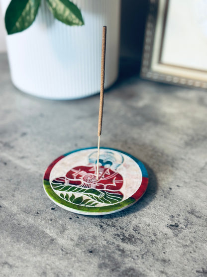 ROUND SOAPSTONE ELEPHANT INCENSE HOLDER
