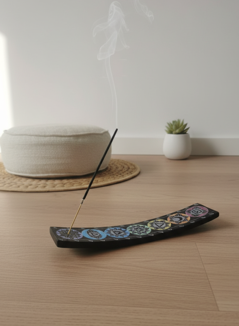 SOAPSTONE BLACK CHAKRA INCENSE HOLDER