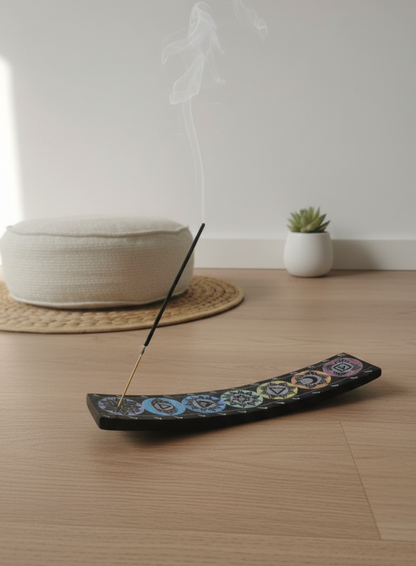 SOAPSTONE BLACK CHAKRA INCENSE HOLDER